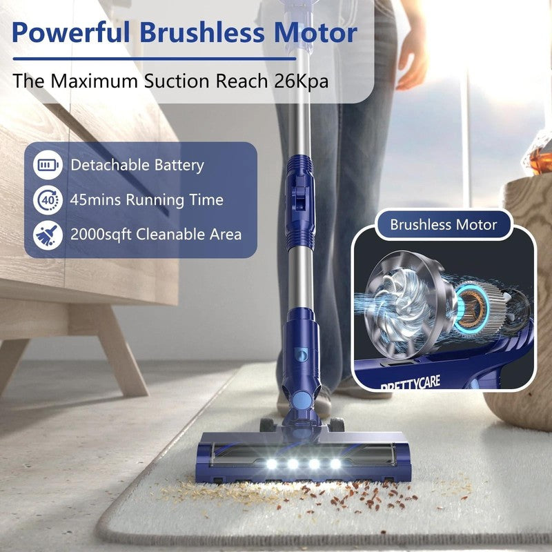 Cordless Vacuum Cleaner, 30Kpa/45Min/7 In 1 Stick Vacuum with Foldable Pole, P17