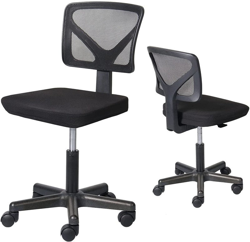Home Office Desk Chair Armless Mesh Swivel Adjustable Low Back Black3