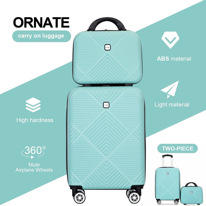 2 Piece Luggage Set Hardside Spinner Wheels Carry On Suitcase Light Blue2