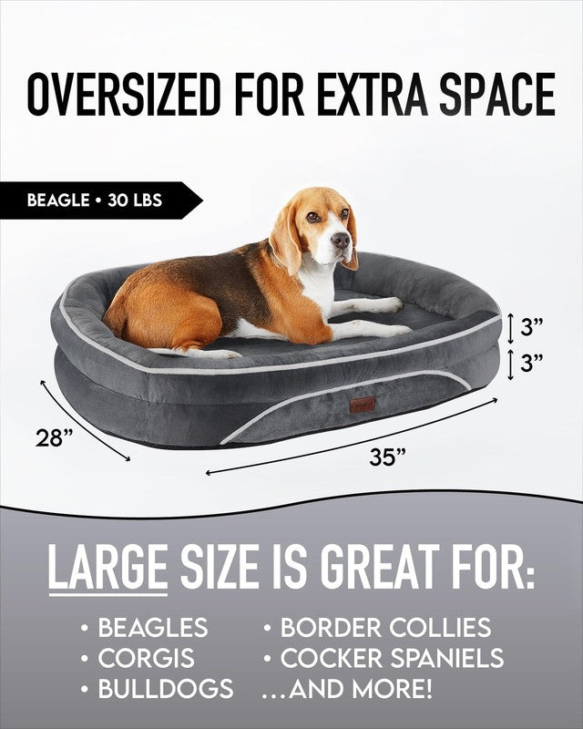 Luxury Orthopedic Dog Bed for Large & Medium Dogs - 35" Gray Plush Comfort1