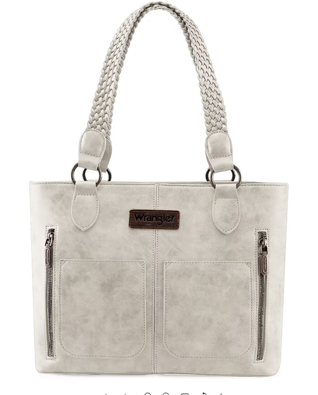 Wrangler Distressed Tote Bag Western Purse Multi Pocket Shoulder Bag Beige9