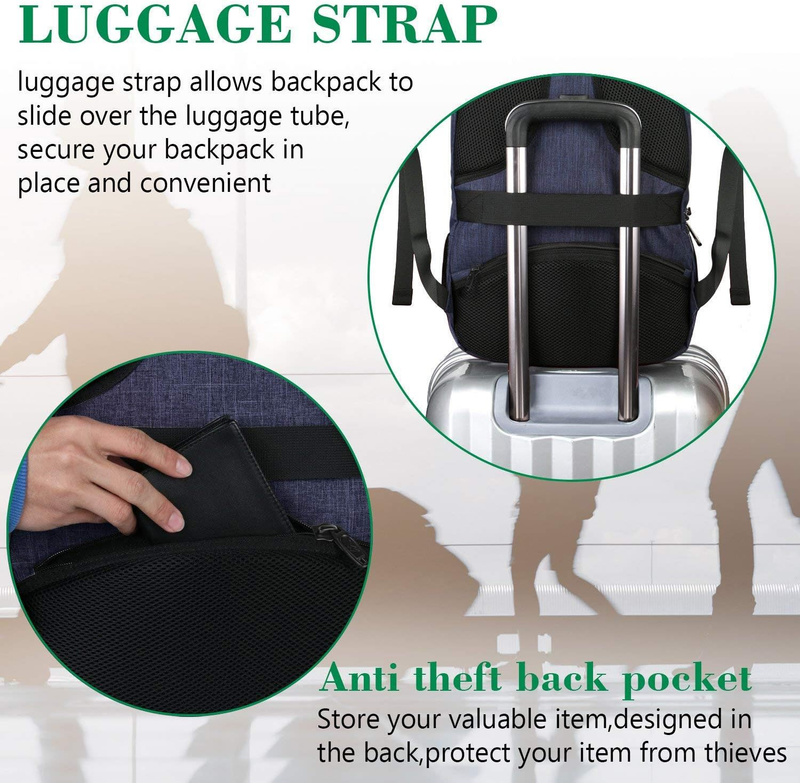Slim Laptop Backpack 15.6" Travel College Daypack Computer Bag Blue3