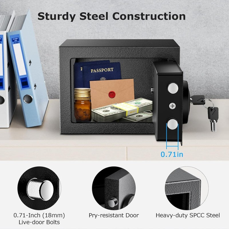 Compact Steel Safe with Electronic Keypad for Cash and Jewelry Storage4