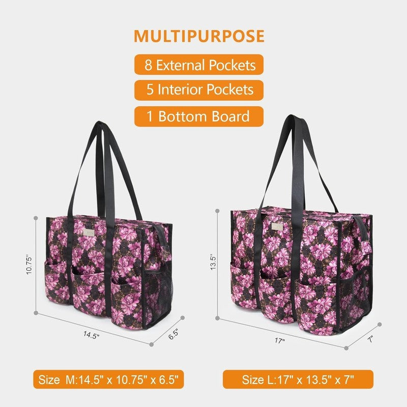 Utility Water Resistant Tote Bag 13 Pockets Zipper Thick Bottom Work Women Bag1