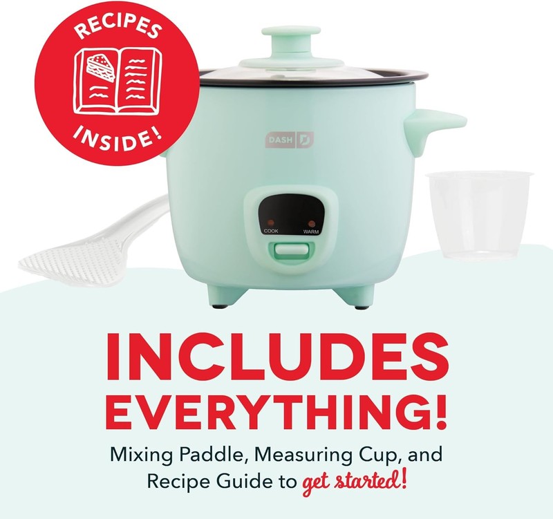 Mini Rice Cooker .5Qt Steamer Nonstick Pot Keep Warm Function Aqua5