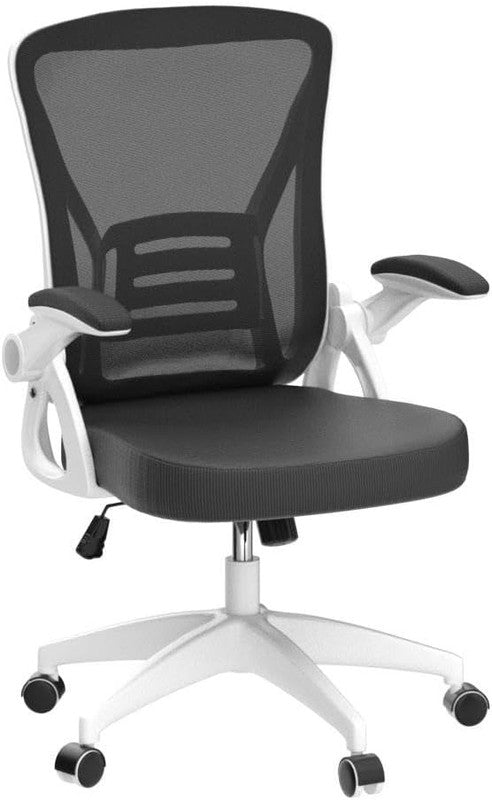 Ergonomic Mesh Office Chair Mid Back Desk Chair Flip Up Arms White5