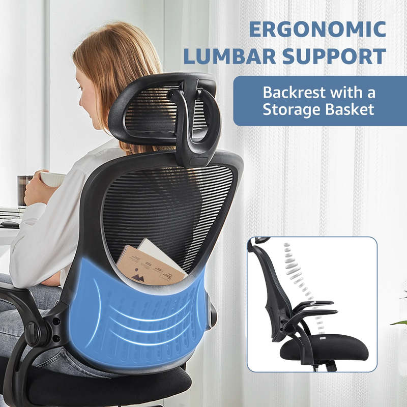 Office Desk Chair, Ergonomic High Back Mesh Chair with Headrest and Flip-Up Armr7