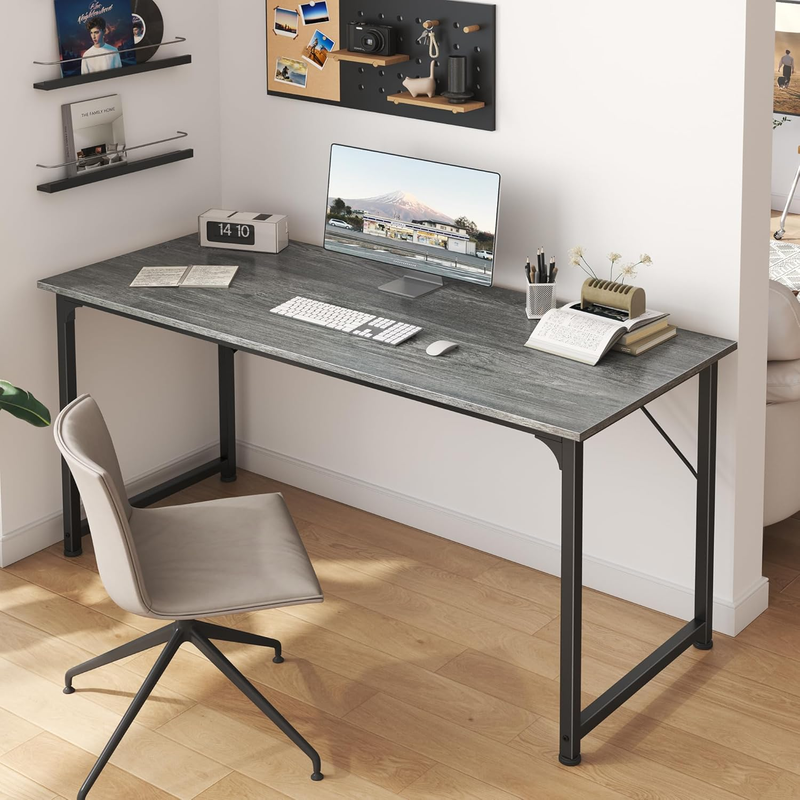 55" Computer Desk Grey   Home Office, Gaming, Sturdy Frame, Modern Design5