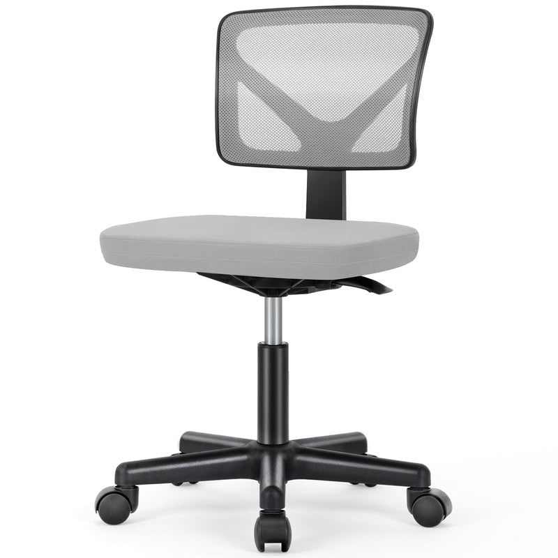 Home Office Desk Chair Armless Mesh Swivel Adjustable Low Back Grey1