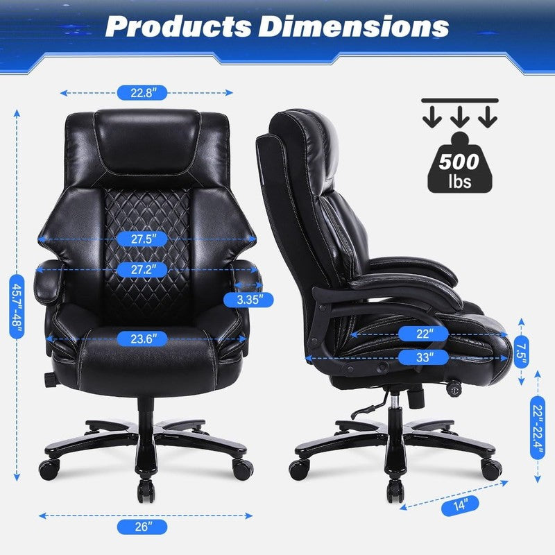 Leather Office Chair, Big and Tall 500Lbs Ergonomic Desk Chairs with Back Suppor1