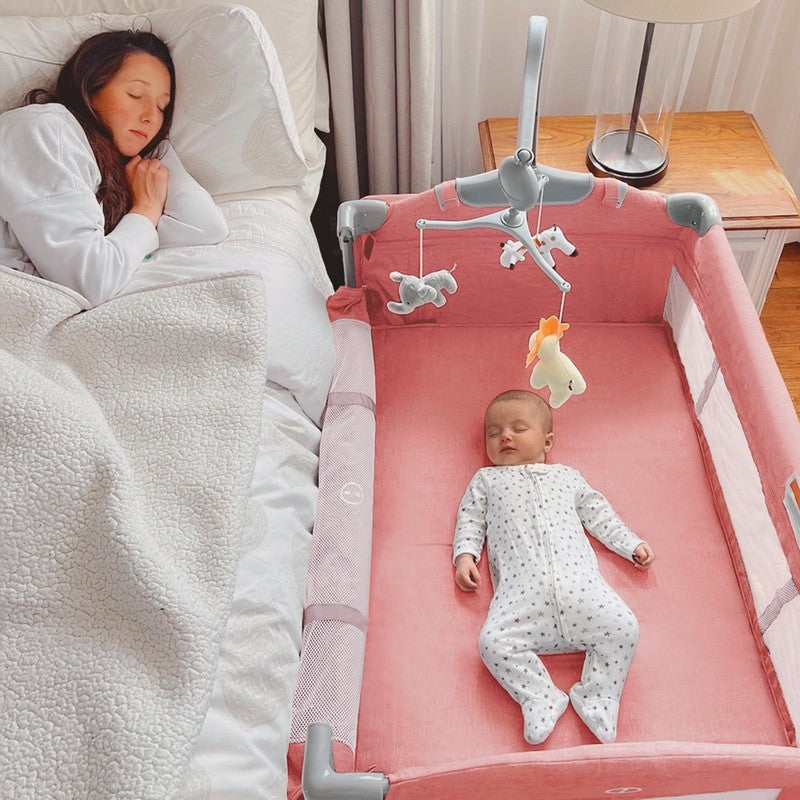 5 in 1 Portable Playard & Bassinet Pink Newborn to Toddler Easy Folding7