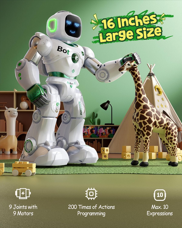 Green Programmable RC Robot Toy for Kids STEM Remote Control Educational3