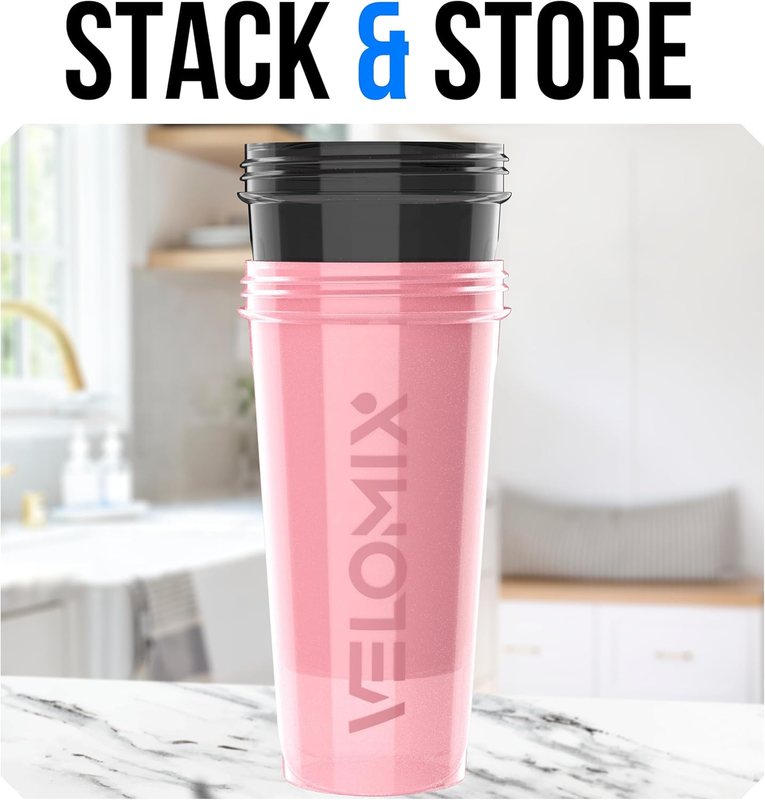 2 Pack 28oz Protein Shaker Bottles Wire Whisk Leakproof Pink Black5