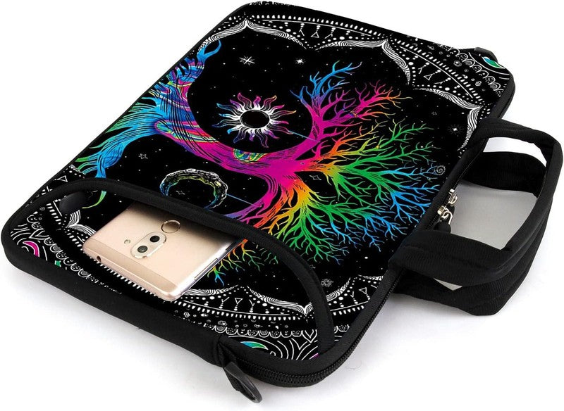 15.6 Laptop Sleeve Bag Colorful Tree Shoulder Strap Handle Accessory Pocket4