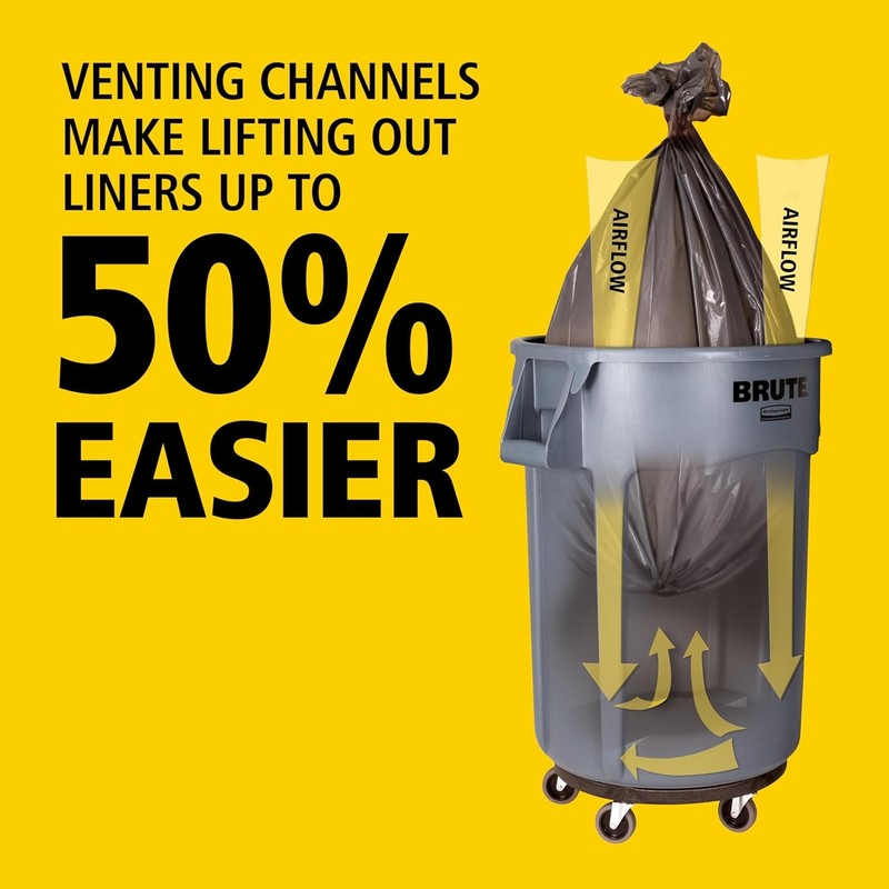 32-Gal Heavy-Duty Trash Can with Venting Channels, Gray Garbage Bin2