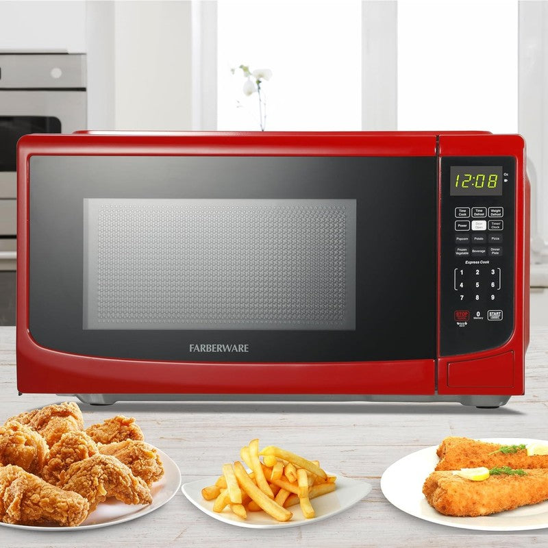 0.7 Cu Ft Countertop Microwave 700W Auto Cook Defrost Red5