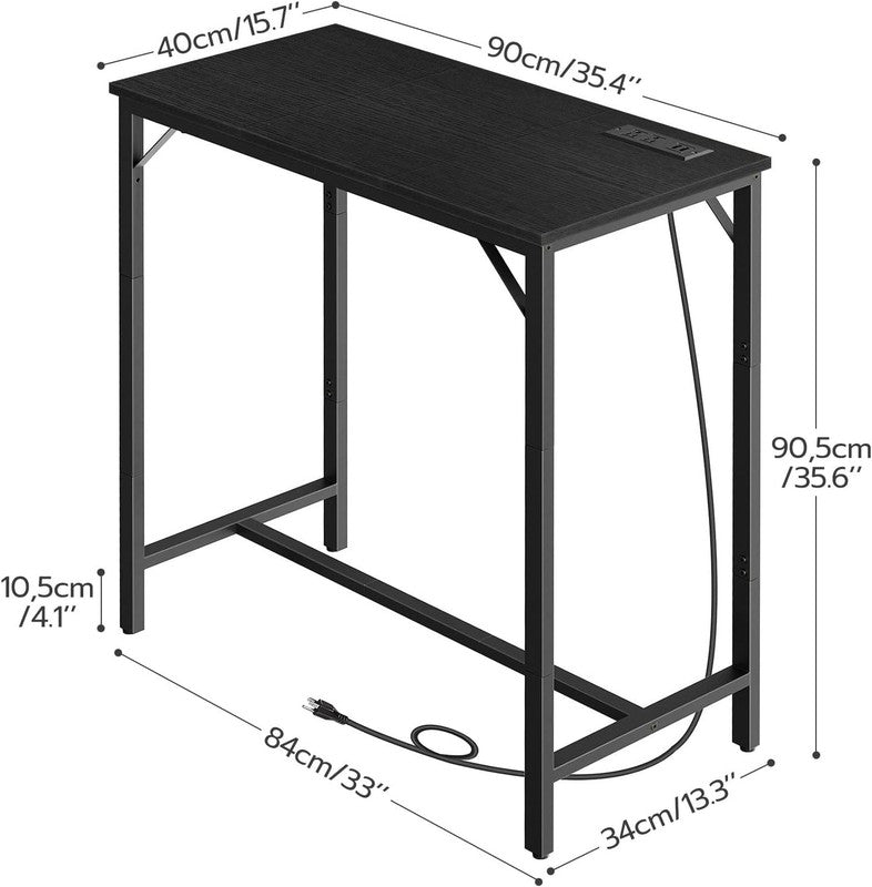Bar Table with Charging Station High Top Counter Pub Table Black2