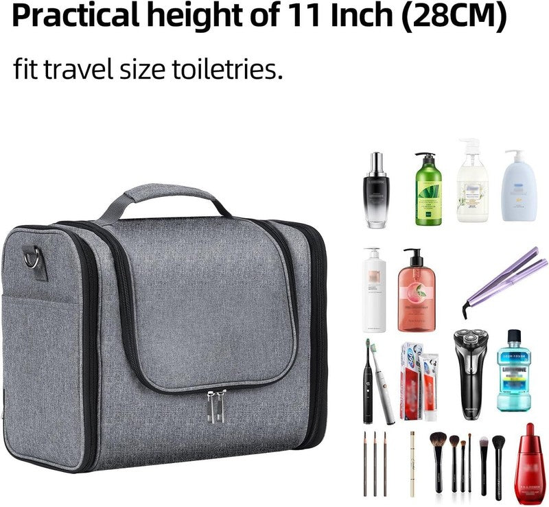 Extra Large Hanging Toiletry Bag Travel Dopp Kit Water-Resistant Oxford Gray6