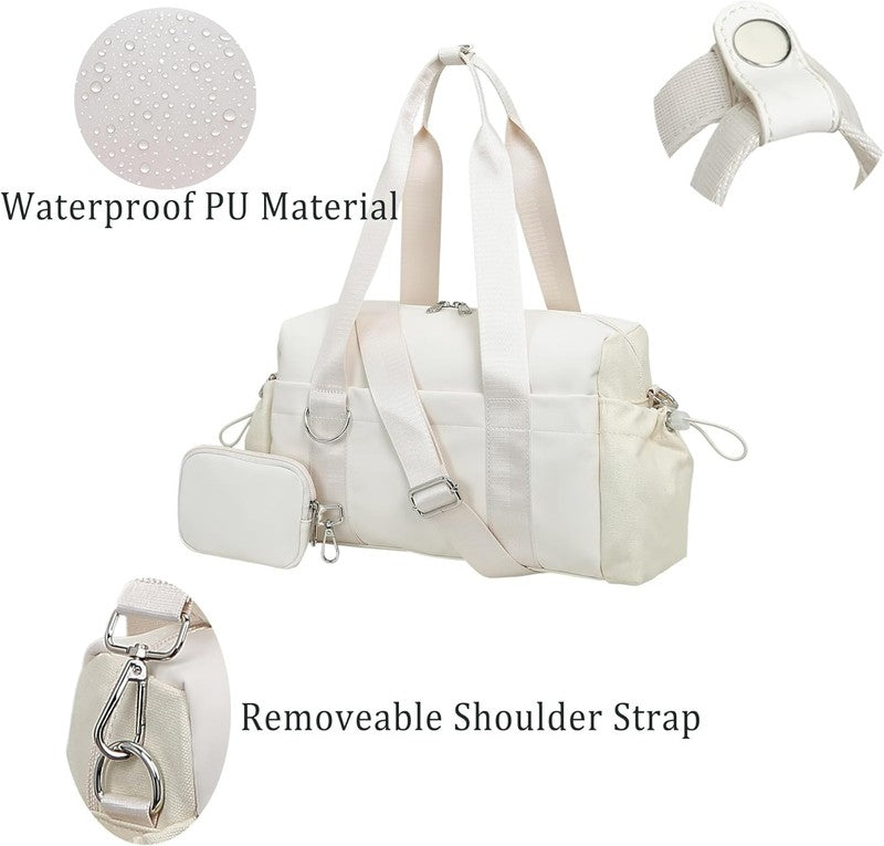 Everyday Mini Gym Bag Women 2.0 Tote Waterproof Travel Duffle Beige Coin Wallet6
