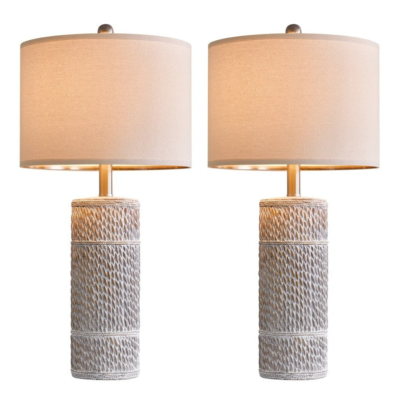 Set of 2 25.5" Farmhouse Table Lamps Resin Retro for Bedroom & Living Room6