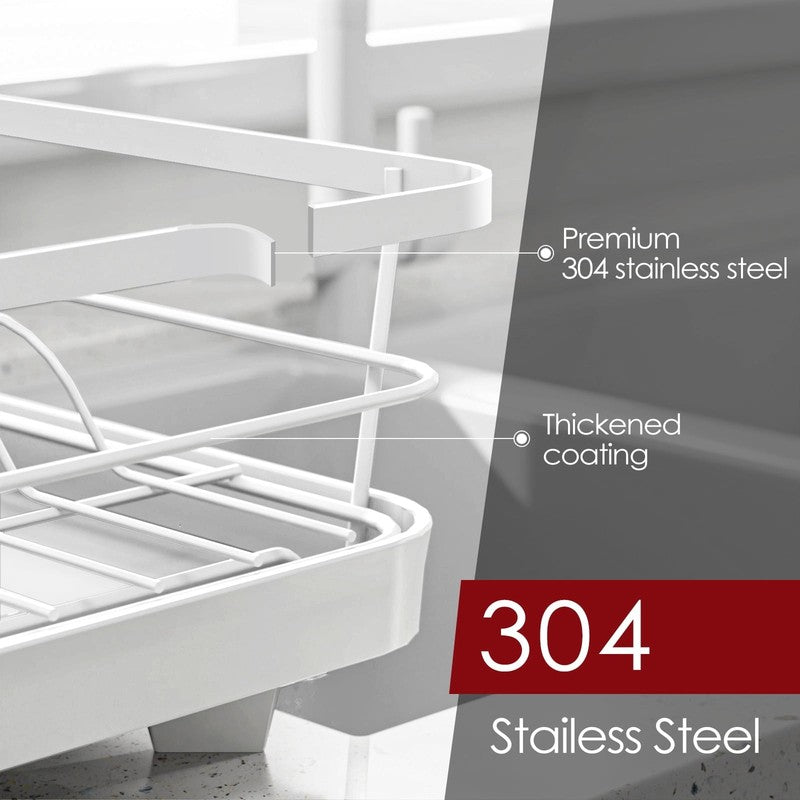 Large Compact Dish Drying Rack for Kitchen Counter White5