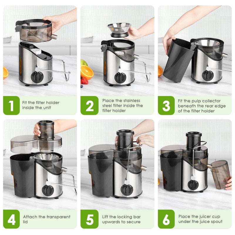 Juicer Extractor Easy Clean, 3 Speeds Control, Stainless Steel BPA Free2