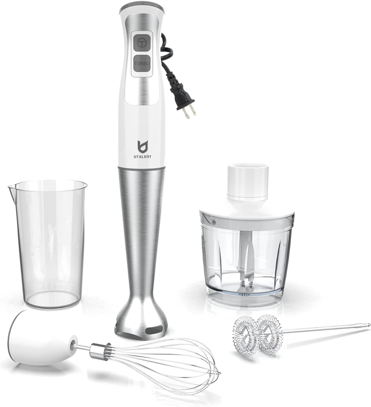 Immersion Hand Blender,  5 In 1 8 Speed Immersion Blender with 500Ml Food Grinde0