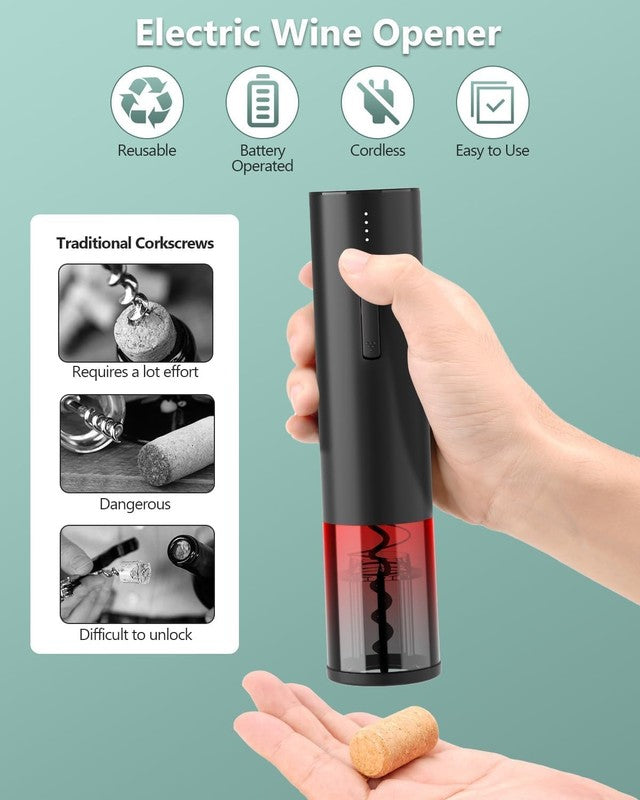 Electric Wine Opener Gift Set – Rechargeable Automatic Corkscrew with Aerator, V3
