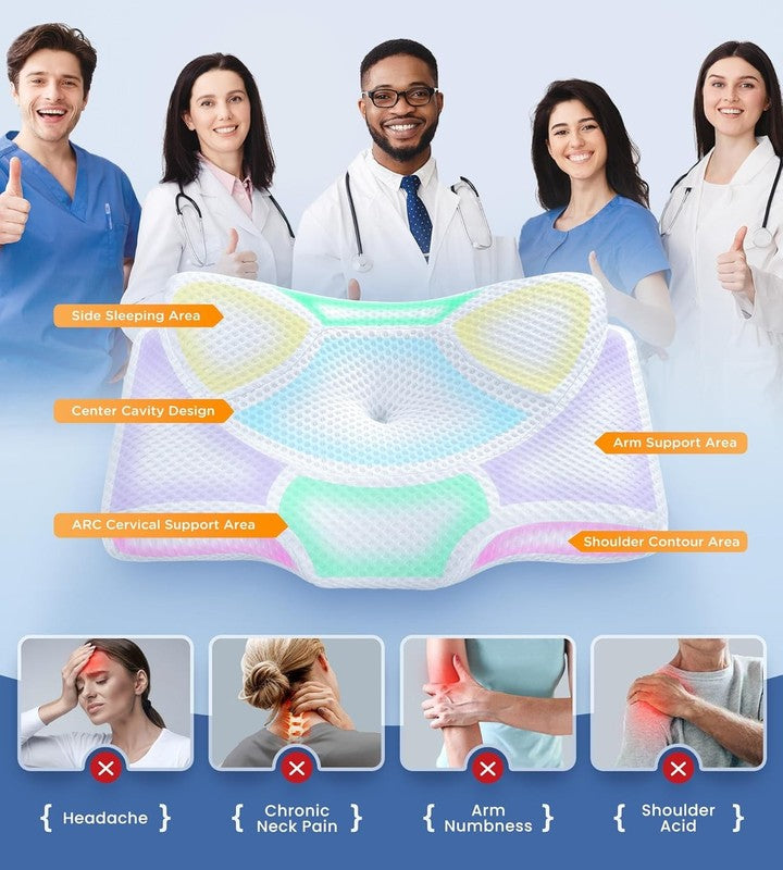 Cervical Neck Pillow Memory Foam Cooling Ortho Support for Side Back Sleepers2