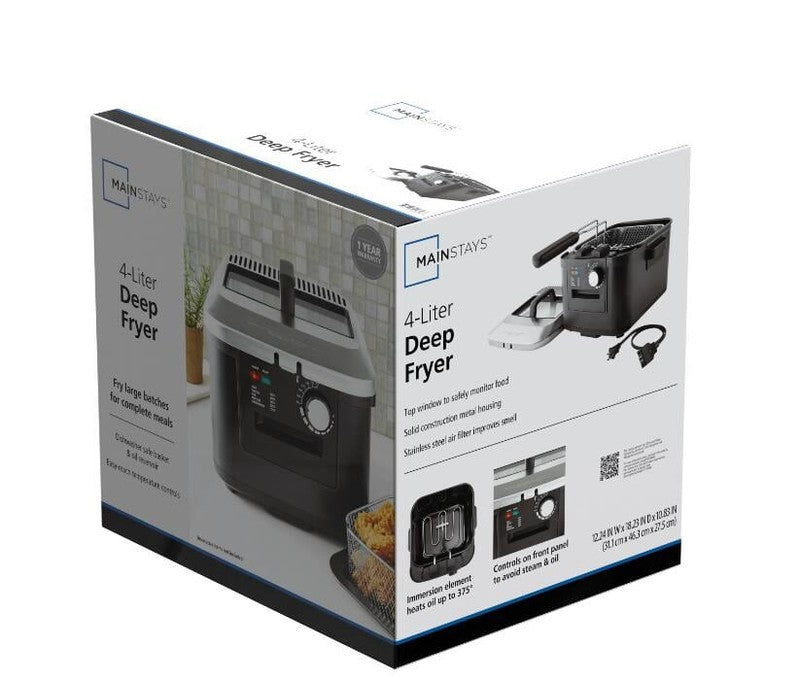 4L Electric Deep Fryer, Matte Black, Stainless Lid, 1800W7