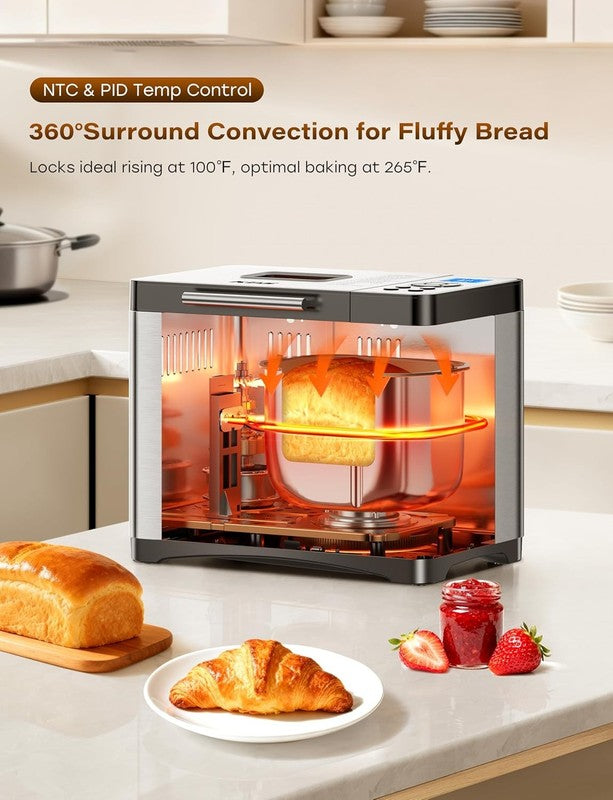 19-in-1 Bread Maker 2LB w/ Ceramic Pan Gluten Free Timer Steel5