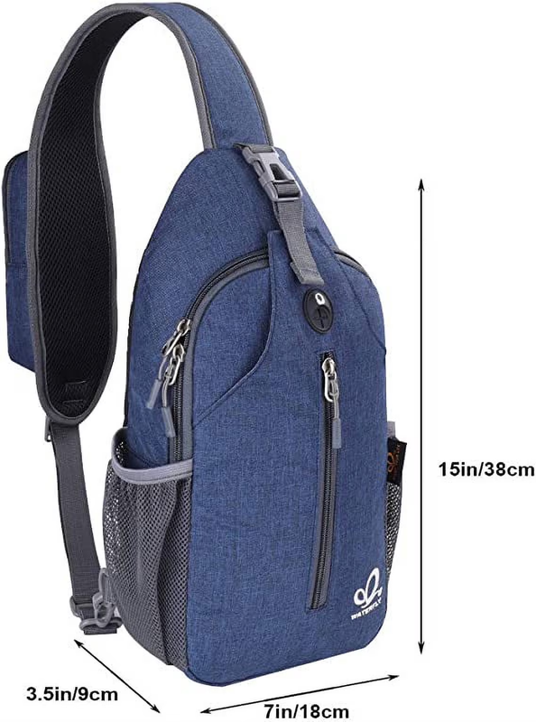 Unisex Hiking Travel Nylon Sling Bag Cross Body Shoulder Chest Bag,Navy Blue3