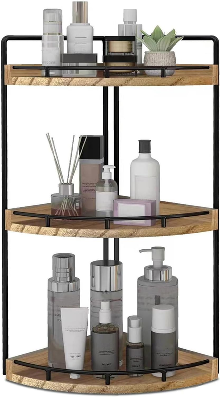 3-Tier Corner Bathroom Organizer Countertop for Storage,Vanity Tray,Wood Counter10