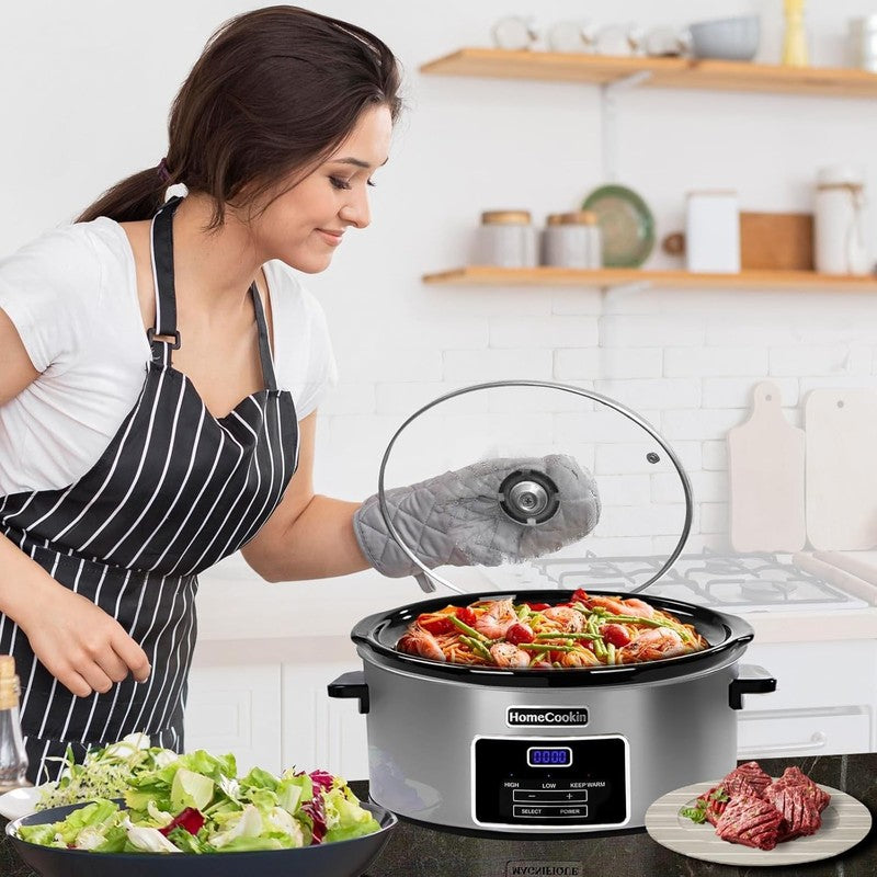 8Qt Digital Programmable Slow Cooker Timer 10+ Servings Keep Warm Low High5