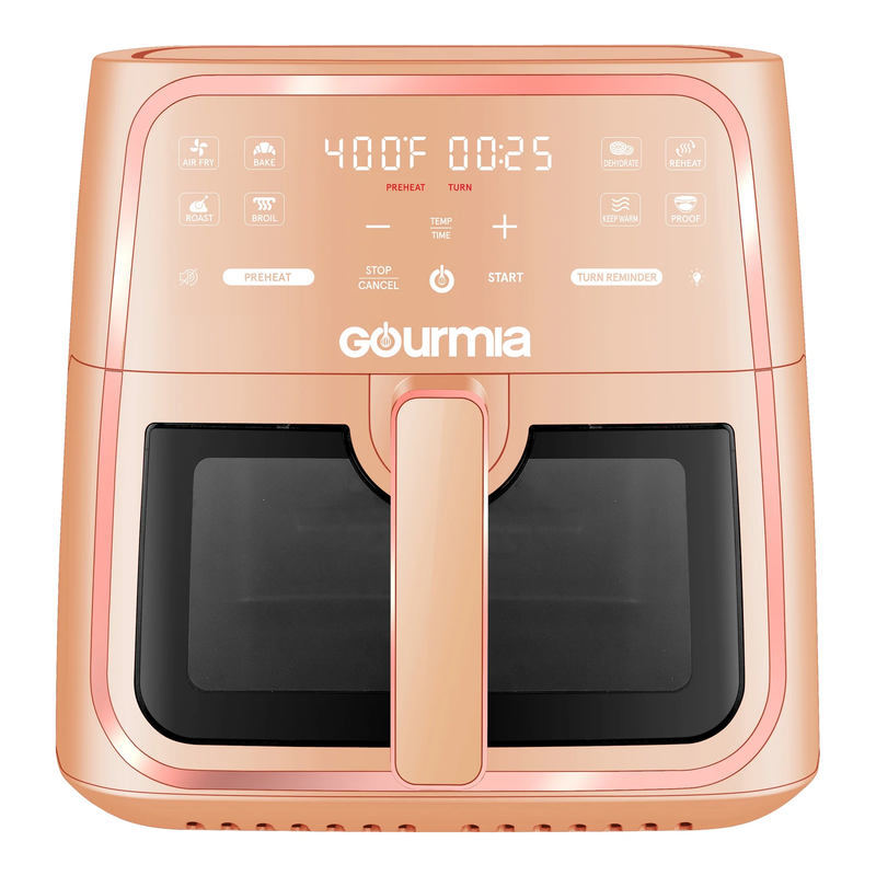 8 Quart Digital Window Air Fryer, with 8 One Touch Functions, Peach, New8