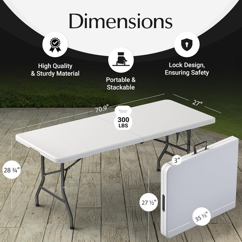 6FT Foldable Table Portable Heavy Duty with Handle Steel Legs Indoor Outdoor2