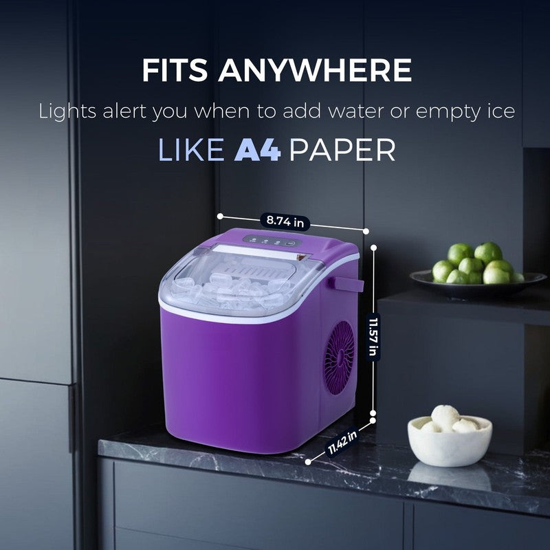Countertop Ice Maker One Button 9 Bullet Ice in 6Min Auto Cleaning 26Lbs/24H8
