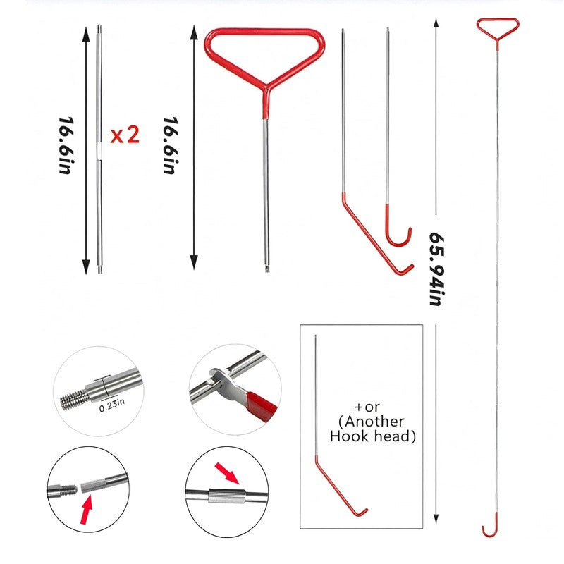23PCS Professional Car Tool Kit with 66 Inch Pull Hook & J-Hook for Emergency Un1