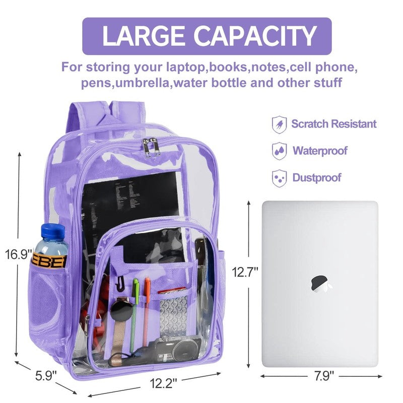 Waterproof Clear Backpack Heavy Duty PVC Transparent Large Capacity Backpack wit4