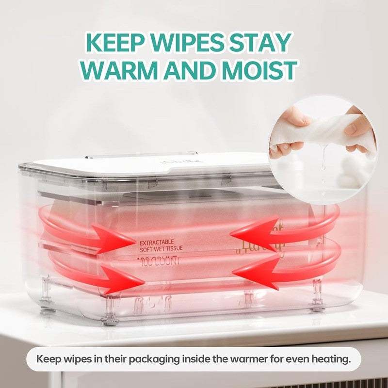 Baby Wipe Warmer 3 Level Temp Control Silent Heating Large White5