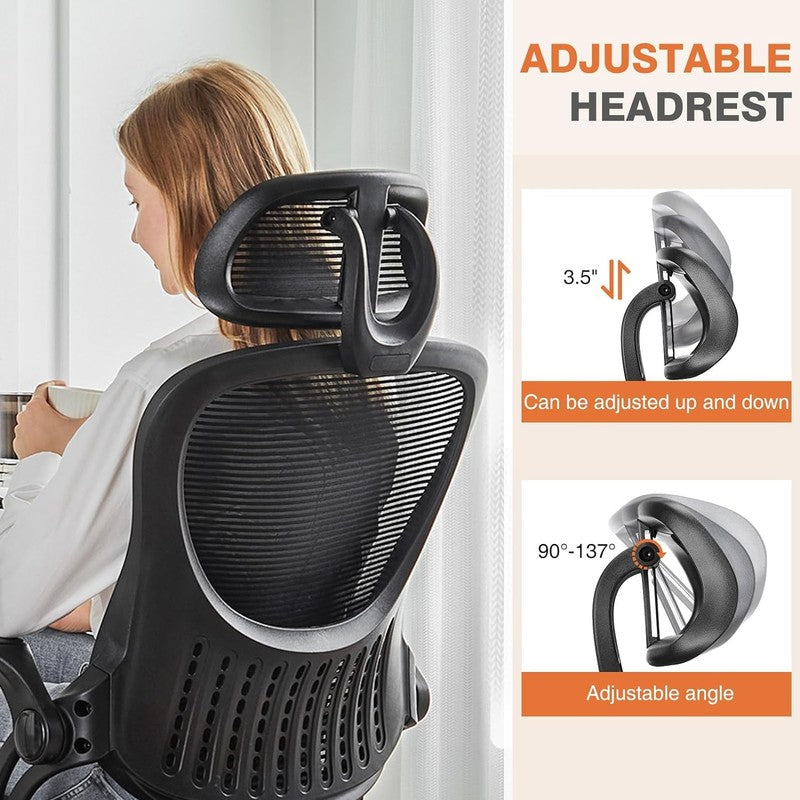 Ergonomic High-Back Mesh Office Chair with Adjustable Headrest & Lumbar Support2