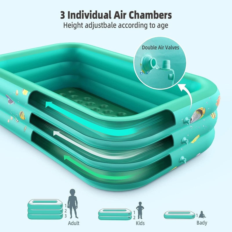 Inflatable Pool, 6.9 X 5 X 1.8 Ft Family Swimming Pools for Kids, Toddlers, Infa2