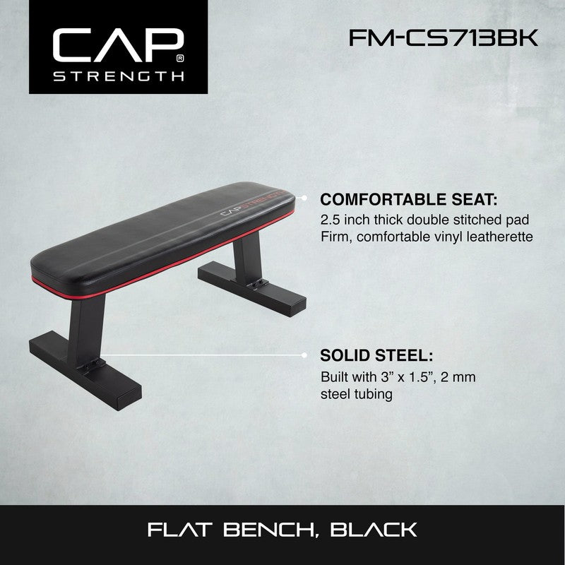 Strength Heavy Duty Flat Bench, Black Finish (600Lb Weight acity)1