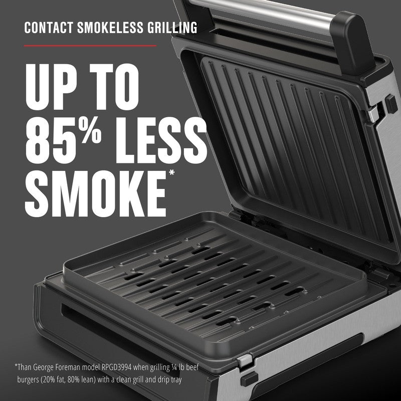 4–6 Serving Electric Indoor Grill, Contact Smokeless Grilling with Removable Pla8