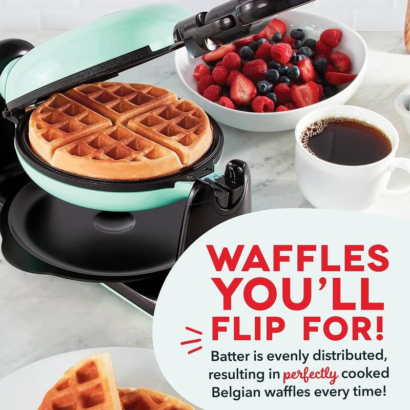 Flip Belgian Waffle Maker 1in Thick Rotating Nonstick Quick Heat Aqua1