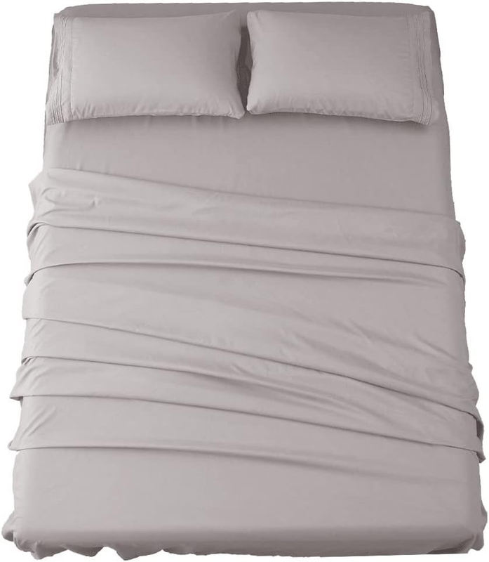Luxury 1800 Thread Count Microfiber Queen Sheets Set   Grey, 16" Deep Pocket8