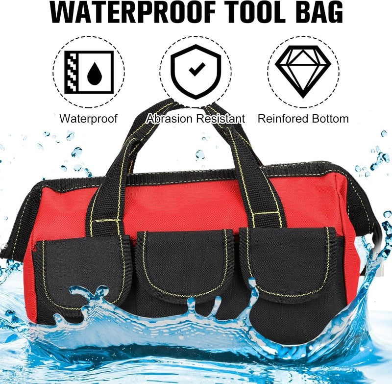 3 Pack Tool Bag 16" Waterproof Hard Bottom Heavy Duty Electrician Tote3
