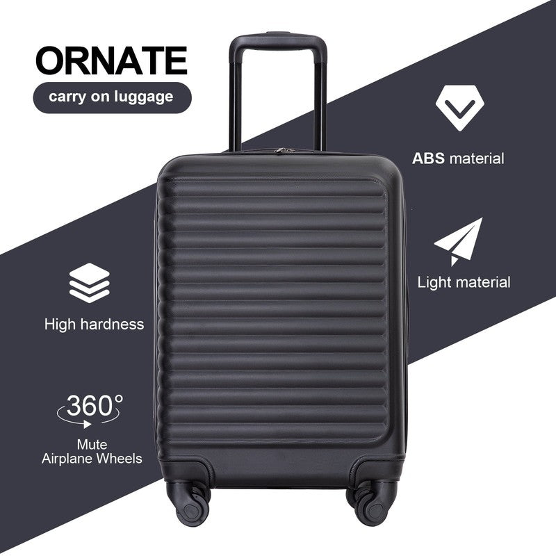 Hardshell Carry on Black Luggage 20" Light Hardside Suitcase with Spinner Wheels2