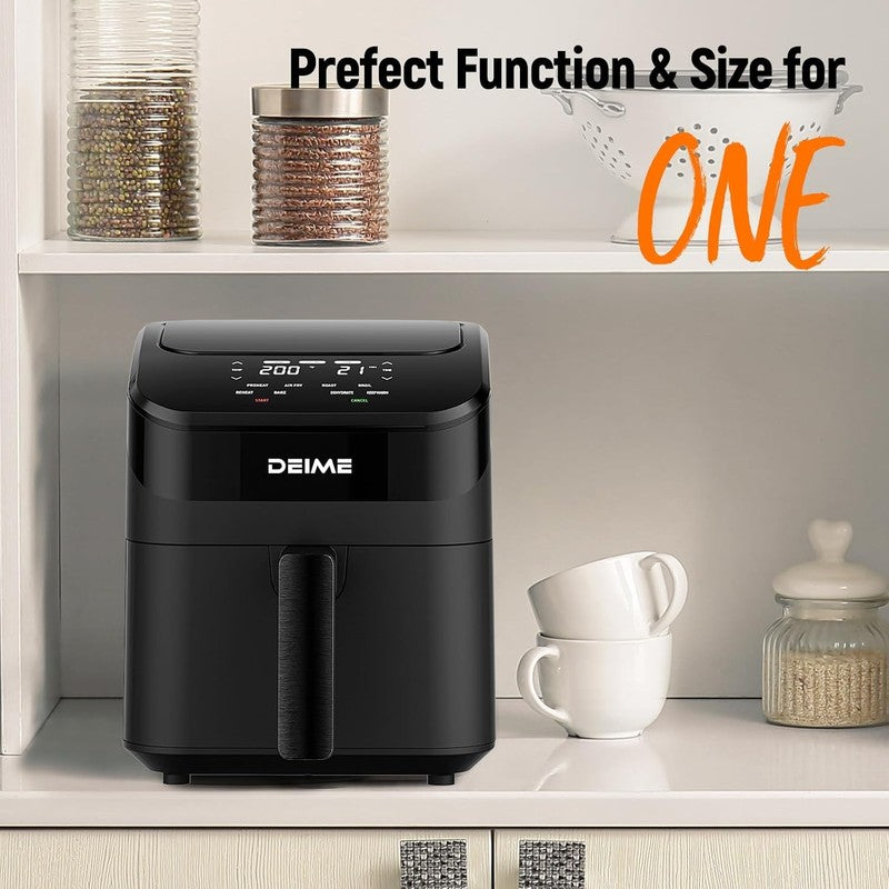 4.5Qt Small Air Fryer Digital Compact Nonstick Dishwasher Safe Toast Rack Black6
