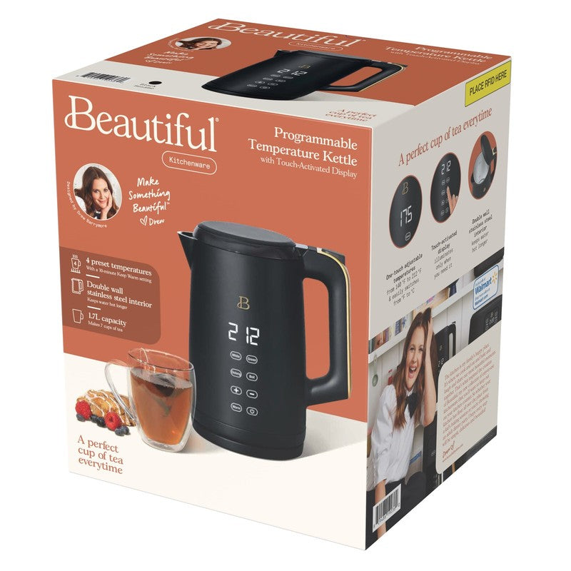 1.7L Electric Kettle 1500W Black Sesame by Drew Barrymore, One-Touch1